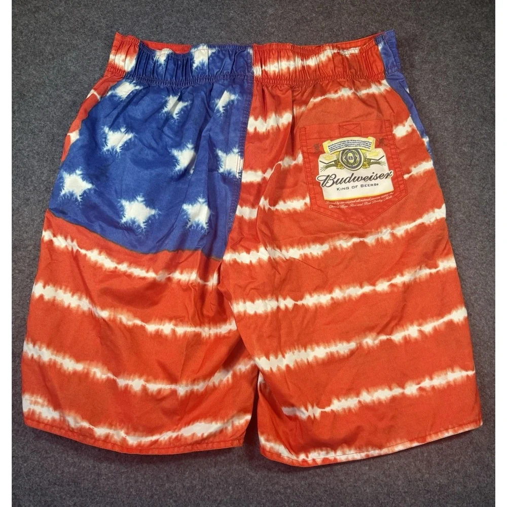 Budweiser American Flag Print Men's Board Shorts‎ Size 36-38